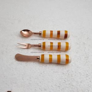 Juego de Cubiertos de acero inoxidable con logotipo personalizado, mango de resina, cocina, oficina, fiesta y restaurante, vajilla usada - Product Image 6