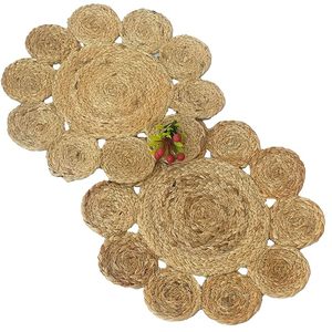 Napperon en jute tressé naturel design rond pour table centrale pour mariages fêtes du nouvel an et autres occasions - Product Image 4