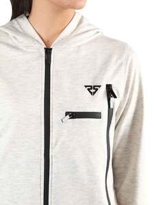 Chándal con cremallera cómodo personalizado OEM para mujer, ropa informal de entrenamiento de fuerza para correr con capucha para deportes de invierno - Product Image 3