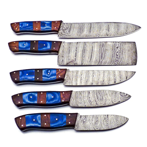 2025 nouveauté Oem personnalisable à la main damas 5 pièces Chef ensemble avec gaine en cuir couteau de cuisine OEM pour chef - Product Image 1