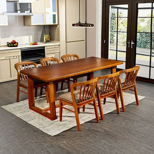 Juego de comedor de madera convertible de 6 plazas de 7 piezas, moderno y duradero, muebles cómodos para el hogar para hoteles, apartamentos, villas, cocina - Product Image 1