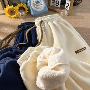 Winter Pants Men Fur <b>Lined</b> <b>Fleece</b> Jogger Men Thicken Casual Sweatpants Drawstring <b>Trousers</b> Men <b>Fleece</b> Running Pants Warm Pants - Product Image 1