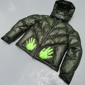 Veste matelassée à capuche coupe-vent vintage en tissu épais avec logo imprimé personnalisé, effet de changement de couleur, veste thermoréactive - Product Image 1