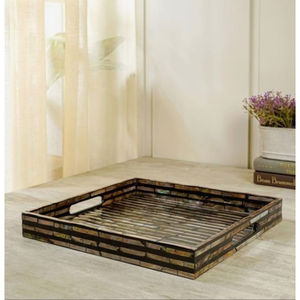 Handmade <b>chocolate</b> serving tray made up of bone inlay serving tray table top <b>Ramadan</b> food serving tray in reasonable price - Product Image 2