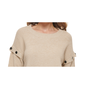 Maglione da donna DKNY beige taglia XL con spalle scese, maniche lunghe, traspirante e caldo, stile coreano con logo frontale, per l'autunno - Product Image 2