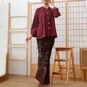 Custom Fashion Elegante Baju Kurung Melayu Moderne Hoge Kwaliteit Baju Kurung Batik Malaysia Traditionele Kleding