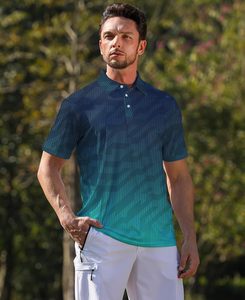 เสื้อโปโลสำหรับผู้ชายแห้งเร็วเสื้อโปโลแขนสั้นพิมพ์ลายลำลองระบายอากาศจากปากีสถานสำหรับฤดูร้อน - Product Image 1
