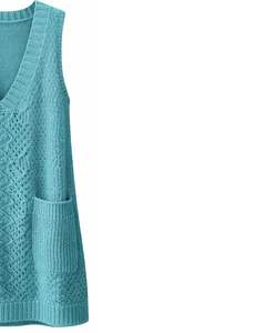 Chaleco de Punto sin Mangas para Mujer, Color Verde Azulado, Cuello en V, con Bolsillos Delanteros, Informal, para Invierno, Diseño Personalizado, Fabricante OEM - Product Image 3