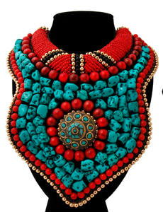 Collier vintage en perles de verre africaines bohèmes brodées à la main, bijoux de mariage, de fiançailles, de fête pour femmes, cadeau - Product Image 2