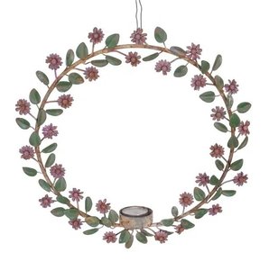 Guirlande de Noël rustique en fer forgé Porte-bougie Couleurs vertes Décoration suspendue pour la maison Fête de Noël - Product Image 6