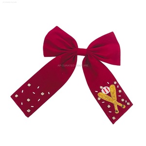 ผู้หญิงกิ๊บติดผมลูกปัดที่กําหนดเองวันเกมชื่อทีมผม Bows อุปกรณ์เสริมผมทําด้วยมือที่หรูหราเมล็ดจระเข้จระเข้ Bows - Product Image 4