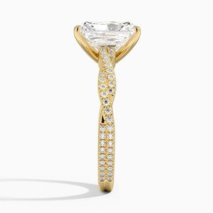 Anillo de Compromiso con Corte Radiante y Diseño Trenzado con Moissanita/Diamante Cultivado en Laboratorio para Mujer - Product Image 6