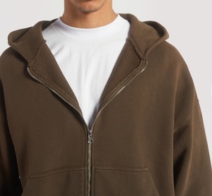 Men's Zip up Hoodie <b>Sweatshirt</b> 100% Cotton Zipper 500gsm Hoodie Heavyweight Plus Size French Terry Blank Hoodie <b>Sweatshirt</b> - Product Image 3