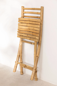 เก้าอี้สูงแบบมินิมอลทำจากไม้ไผ่เป็นมิตรกับสิ่งแวดล้อมของเวียดนาม พับเก็บได้ ใช้งานได้หลากหลายทั้งในร่มและกลางแจ้ง เหมาะสำหรับการพักผ่อนและรับประทานอาหาร ผลิตในเวียดนาม - Product Image 2