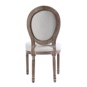 Chaise de salle à manger antique de conception européenne chaise en tissu de lin et de velours en bois pour meubles de maison chaise à dossier rond - Product Image 6