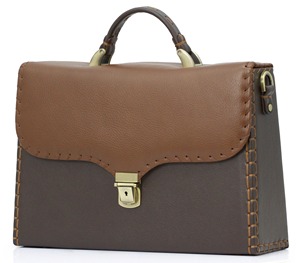 Sac pour ordinateur portable en cuir véritable souple fait à la main, deux tons, marron, professionnel, élégant, pour le travail, le bureau et les affaires - Product Image 2