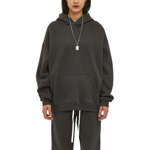 Sudadera con capucha de lana de gran tamaño para hombre, Sudadera con capucha Lisa informal a la moda, sudadera de alta calidad gruesa suelta de talla grande para invierno - Product Image 3