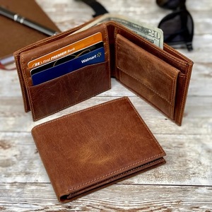 Design classique européen Portefeuille à deux volets en cuir Crazy Horse pour hommes Pochette à monnaie multi-cartes zippée avec fermeture à glissière WML-0102 le voyage - Product Image 3
