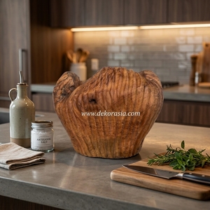 Bols en bois polis rustiques écologiques faits à la main Vaisselle en bois naturel unique pour la soupe à salade - Product Image 5