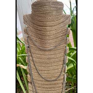สร้อยคอไข่มุกเงินแท้ 3 มม. สไตล์นาวาโฮ เครื่องประดับหรูหราและสง่างาม - Product Image 2