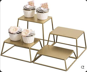 Support de gâteau en métal monocouche doré White Royals Classic-Écologique Personnalisable Couleur/Forme/Logo Événements de fête de mariage - Product Image 5