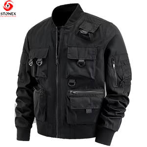 Veste cargo d'hiver pour homme de qualité supérieure avec col montant double couche, fermeture éclair, séchage rapide et design écologique - Product Image 1