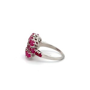 Authentic 925 Solid <b>Silver</b> High-End <b>Statement</b> <b>Ring</b> Set Rhodium Plated Pear Cut Ruby Prong Stylish for Trendy Anniversaries - Product Image 2