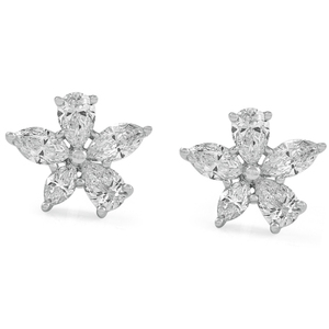 Boucles d'oreilles Fleurette avec diamants de laboratoire de forme poire et marquise - Product Image 1