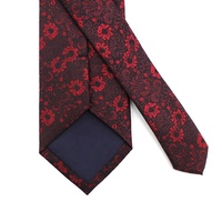Cravate et pochette de costume en soie tissée 100% personnalisées pour homme, motif floral rouge, qualité supérieure, vente en gros Chine