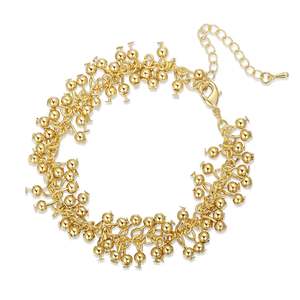 Gold-Tone Bohemian <b>Bead</b> Drop <b>Bracelet</b> Religious Ball Number Animal Letter Pattern with Pearl Main Stone Set Zinc Alloy Bangles - Product Image 2