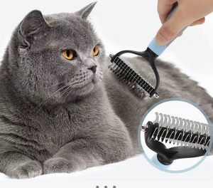 Herramienta para el cuidado de mascotas, 2 herramientas, rastrillo de capa inferior de 2 lados, peines de cepillo de acero para animales pequeños, perros y gatos - Product Image 2