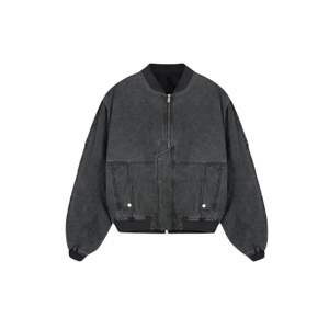 Bombardero de manga empotrada disponible en negro teñido y caqui Prendas de abrigo duraderas y de moda - Product Image 2