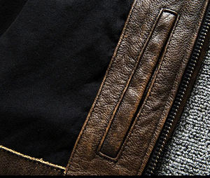 Chaqueta de piel de oveja genuina de diseñador para hombre, abrigo de Invierno Estándar, abrigo de lona de calle alta con múltiples bolsillos, impermeable a prueba de viento - Product Image 3