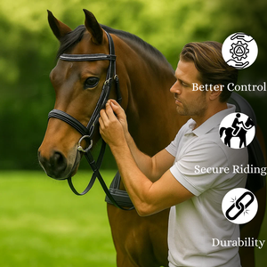 Bride de cheval équestre de meilleure qualité bride d'équitation en cuir de vachette véritable confortable et durable au meilleur prix - Product Image 3