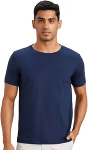 T-shirt à col rond en coton biologique écologique T-shirt unisexe doux pour la peau anti-boulochage pour les t-shirts de mode d'été - Product Image 2