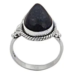 Anillo de Plata 925 con Gema Azul para Mujer, Corte Ovalado, Chapado en Rodio, Material Platino, Joyería Fina con Elegante Engaste, Regalo - Product Image 1