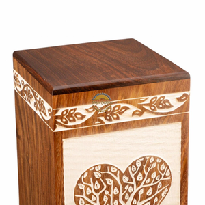 Urna Funeraria de Madera de Palisandro Tallada a Mano AYAANS, Urna para Cenizas de Adultos, Venta al por Mayor (6X6X11) - Product Image 6