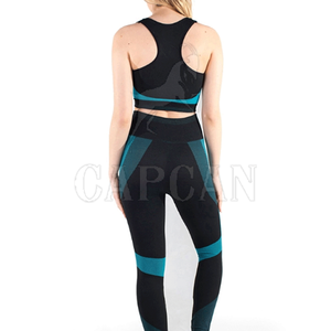 Ensemble de yoga deux pièces pour femme, couleur personnalisée, respirant, 100 % coton et élasthanne, avec dentelle, taille élastique, idéal pour l'entraînement et la course à pied - Product Image 3