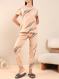 2024 femmes décontracté coton imprimé haut et pantalon imprimé fleuri avec taille élastique femmes vêtements de nuit pyjama ensemble - Product Image 2