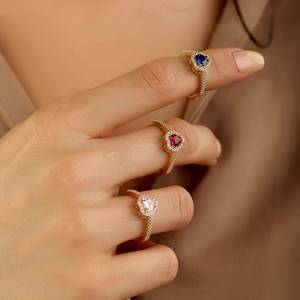 แหวนเจ้าสาวประดับทอง14K สไตล์พื้นเมืองแหวนเรียงซ้อนทำจากหินธรรมชาติเครื่องประดับทองแท้14K ของขวัญแหวนดีไซน์แบบมินิมอลสำหรับเธอ - Product Image 5