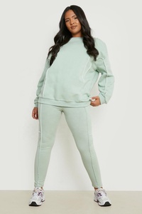 Ensemble survêtement et legging avec détails de couture, ensemble de survêtement tendance pour femmes, ensemble de jogging deux pièces, haut court de jogging, pantalon de jogging - Product Image 2