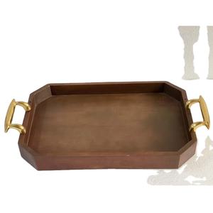 Plateau en bois avec poignées, émail coloré, design tendance naturel, hôtel, restaurant, supermarché, mariage, vente en gros, exportation - Product Image 1