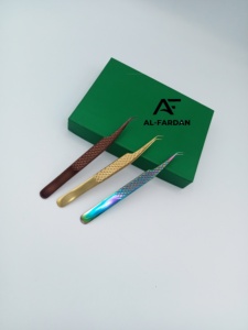 Pinzas para pestañas con ángulo de 45 grados, punta de fibra de 8 mm, acero inoxidable con revestimiento de plasma, para extensiones de pestañas - Product Image 2