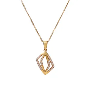Collar con Colgante Geométrico Chapado en Oro de 18K para Mujer, Cadena de Serpiente con Circonita Cúbica, Joyería Minimalista de Moda, Marca Hecha en Rajasthan - Product Image 2
