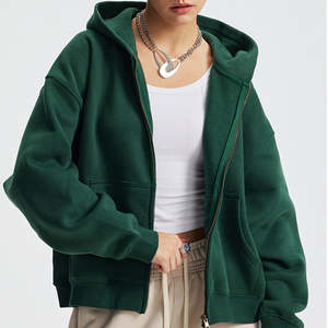 เสื้อฮู้ดมีซิปสีพื้นผ้าขนแกะผ้าฝ้ายหนาพิมพ์ลายโลโก้แบบซิปคู่สำหรับฤดูหนาว - Product Image 3