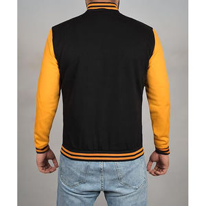 Veste universitaire avec col en fourrure amovible, garniture détachable, corps en laine, manches en cuir, fermeture à boutons-pression, style convertible - Product Image 4