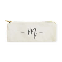 Étui à crayons portable personnalisé avec monogramme, pochette de voyage, motif de caractères sur mesure, fermeture éclair dorée, 100% toile de coton, mini