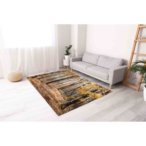 Alfombra con Estampado de Hojas Otoñales - Decoración Acogedora de Estilo Rústico para el Hogar y la Oficina, Alfombra de Chenilla - Product Image 4