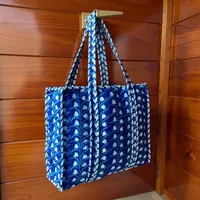 Sac fourre-tout en coton indien fait main Boh Creation, fermeture éclair, lavable, pour courses, pour femmes, toutes saisons, fait main