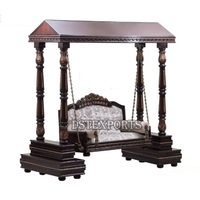 Jhoola en bois de teck de Birmanie, style Maharaja traditionnel, motif paon, style antique indien, pour usage intérieur